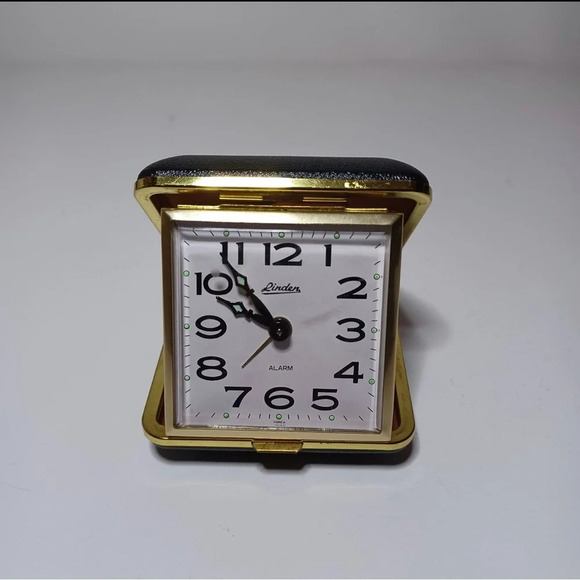 Vintage Linden Wind-Up Travel Alarm Clock Black case tested in working condition - Picture 1 of 7